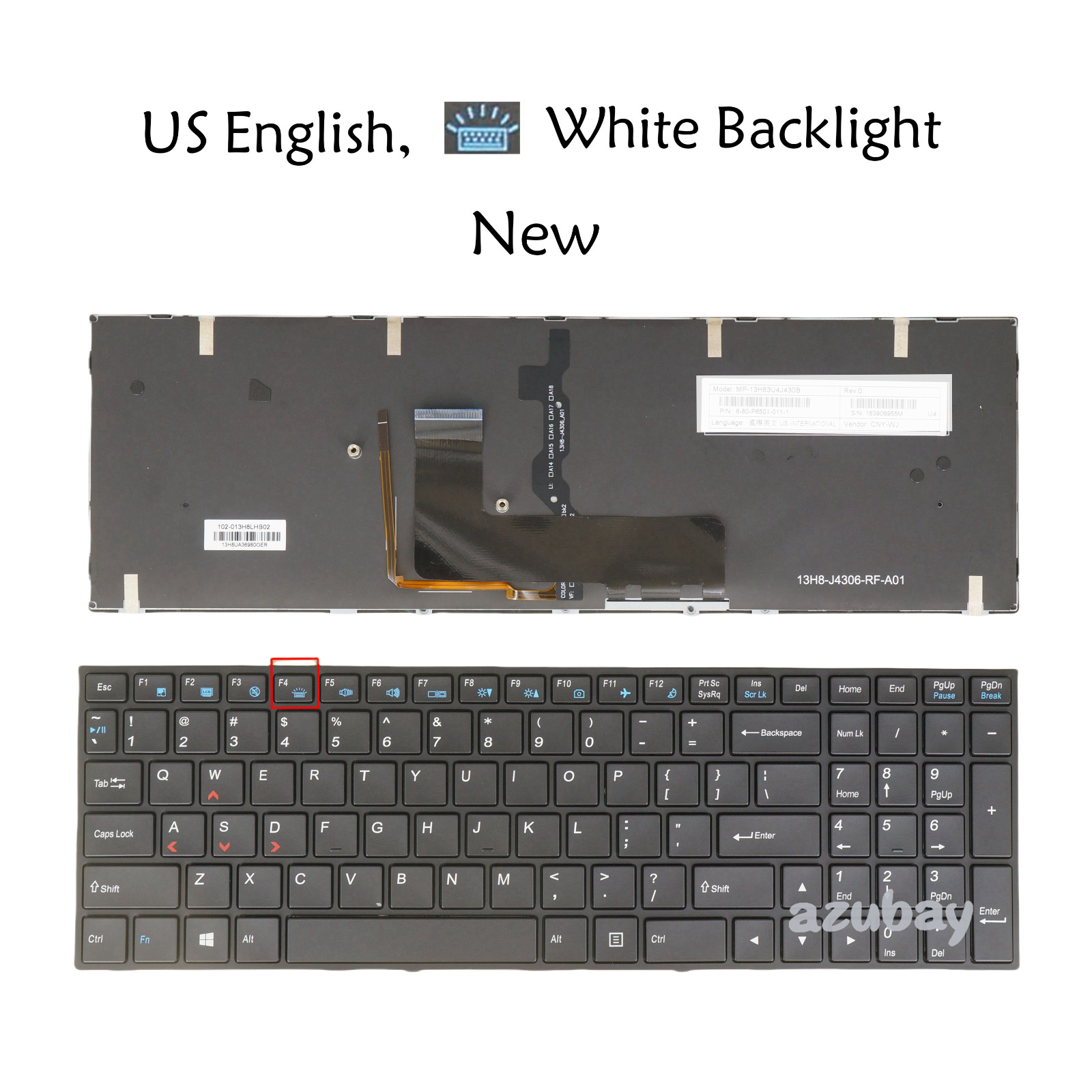 US Laptop Keyboard for Clevo N151SD N155RD N155RD1 N155RF N155RF1 N155SC Backlit