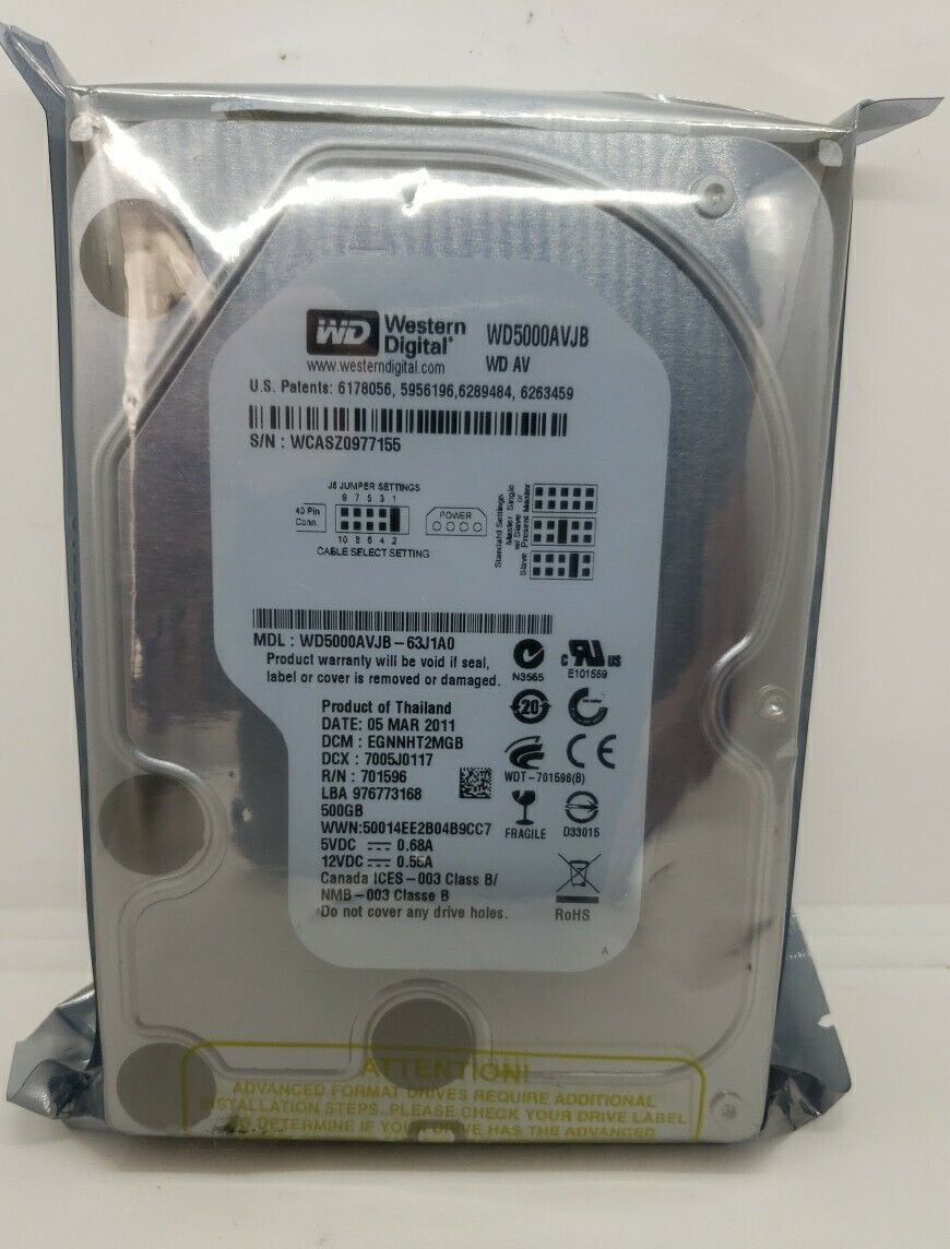 NEW Western Digital WD5000AVJB 500GB Internal Desktop Hard Drive |IDE|