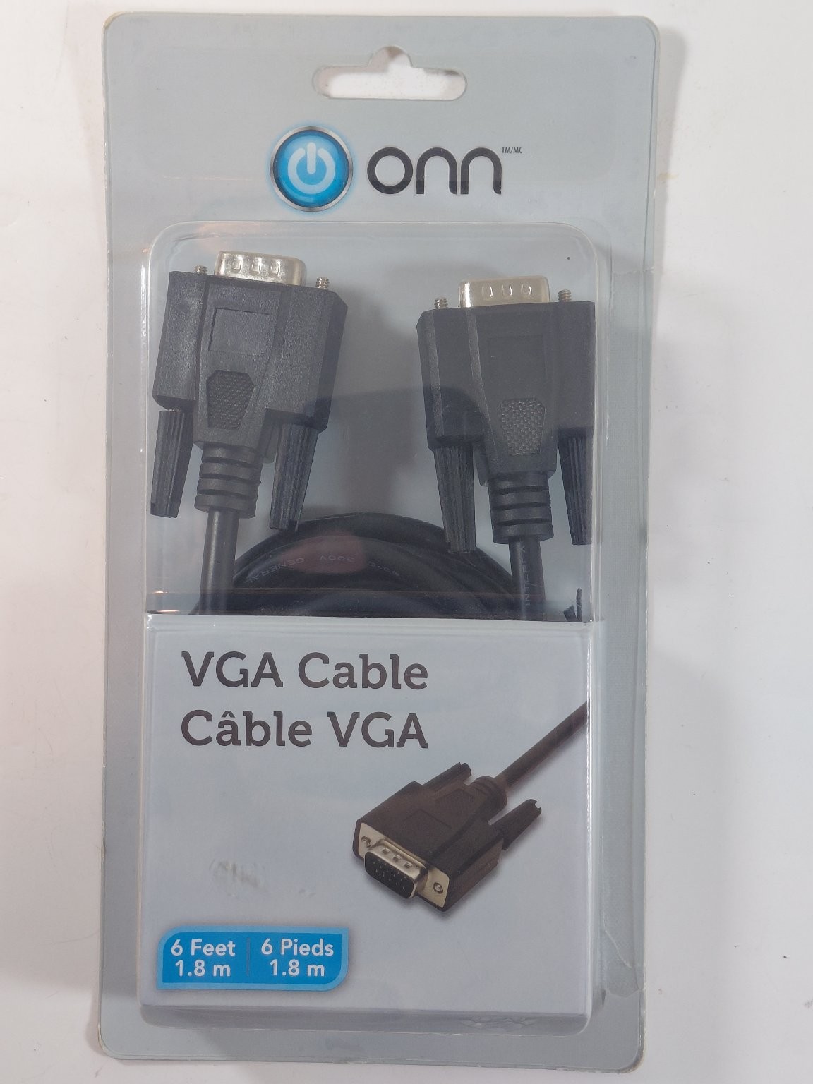 onn. 6ft 1.8m VGA Cable D-Sub 15-Pin Male to Male Monitor PC Projector New