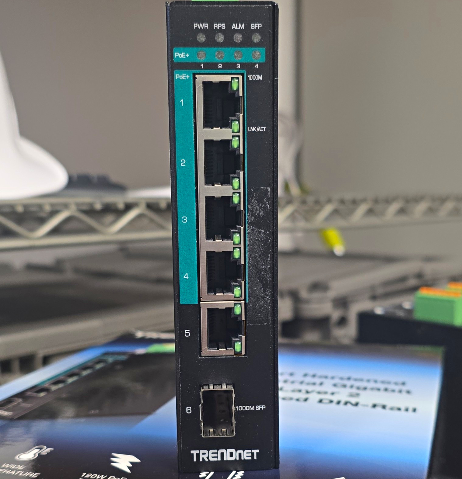 TRENDnet TI-PG541i Industrial 5-Port Gigabit PoE+ DIN-Rail Unmanaged SFP