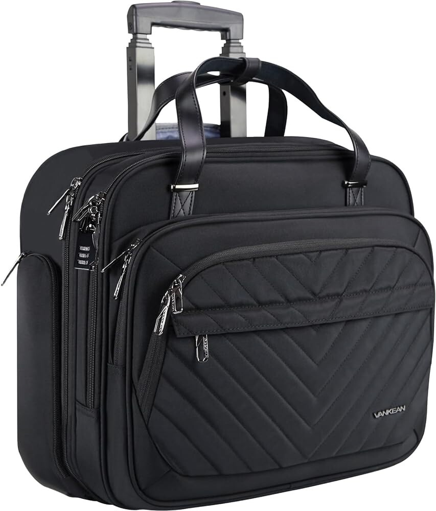 VANKEAN Rolling Laptop Bag with Wheels, 15.6 Inch Rolling Briefcase for Women
