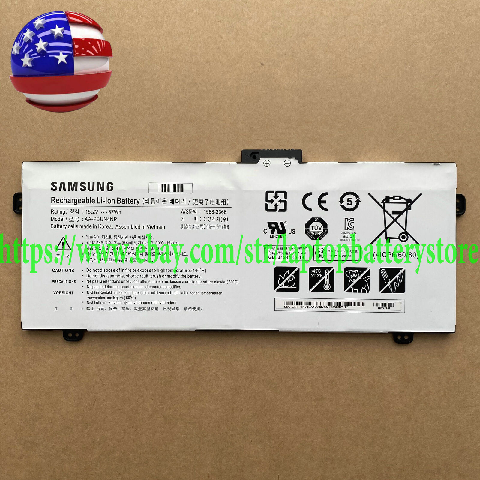 57Wh Genuine AA-PBUN4NP Battery For Samsung NP940Z5L BA43-00374A NP940Z5L-X01US 