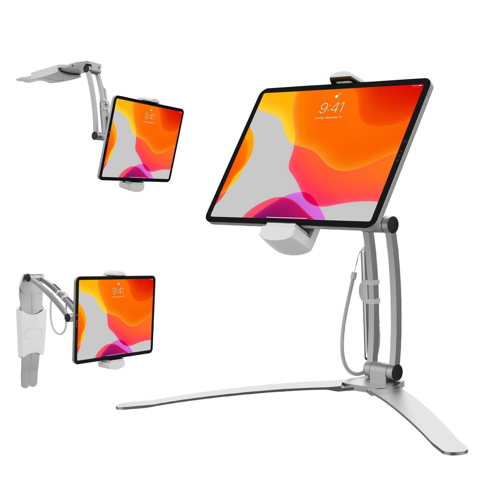 CTA Digital 3-in-1 iPad Tablet 2-in-1 Kitchen Stand (White), White