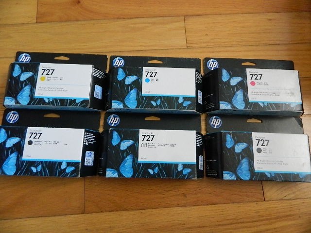 GENUINE SET 6 HP 727 130ml CARTRIDGES B3P19A-B3P22A-B3P24A T930-T2530 NEW SEALED