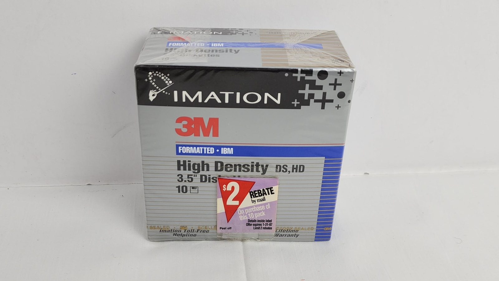 Imation 3M Formatted IBM High Density Floppy Diskette (12881) Pack of 10 w/ Box
