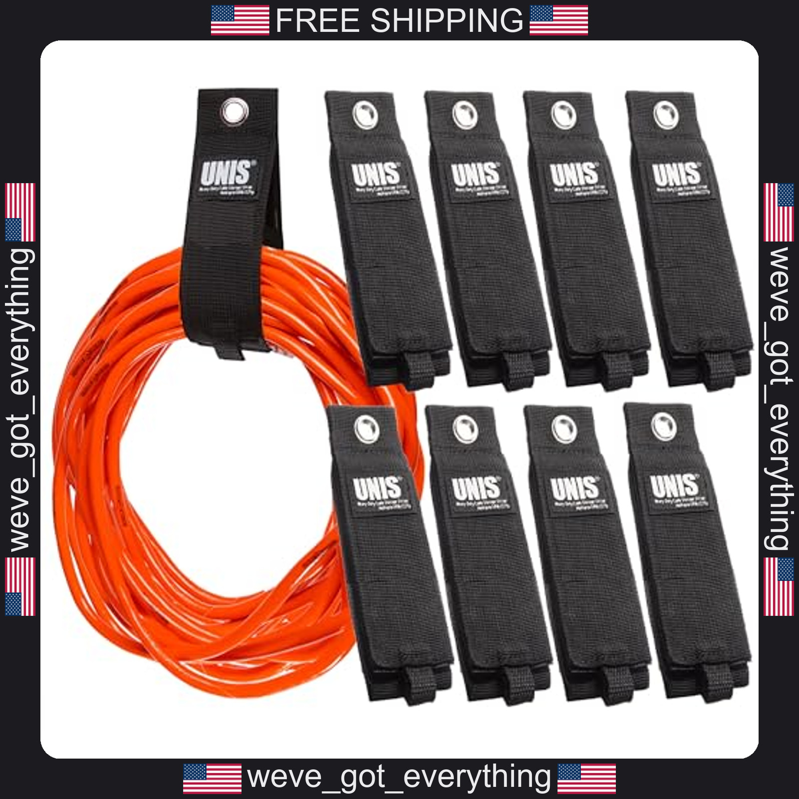 8 Pack Heavy Duty Cable and Hose Organizer Straps for Storage