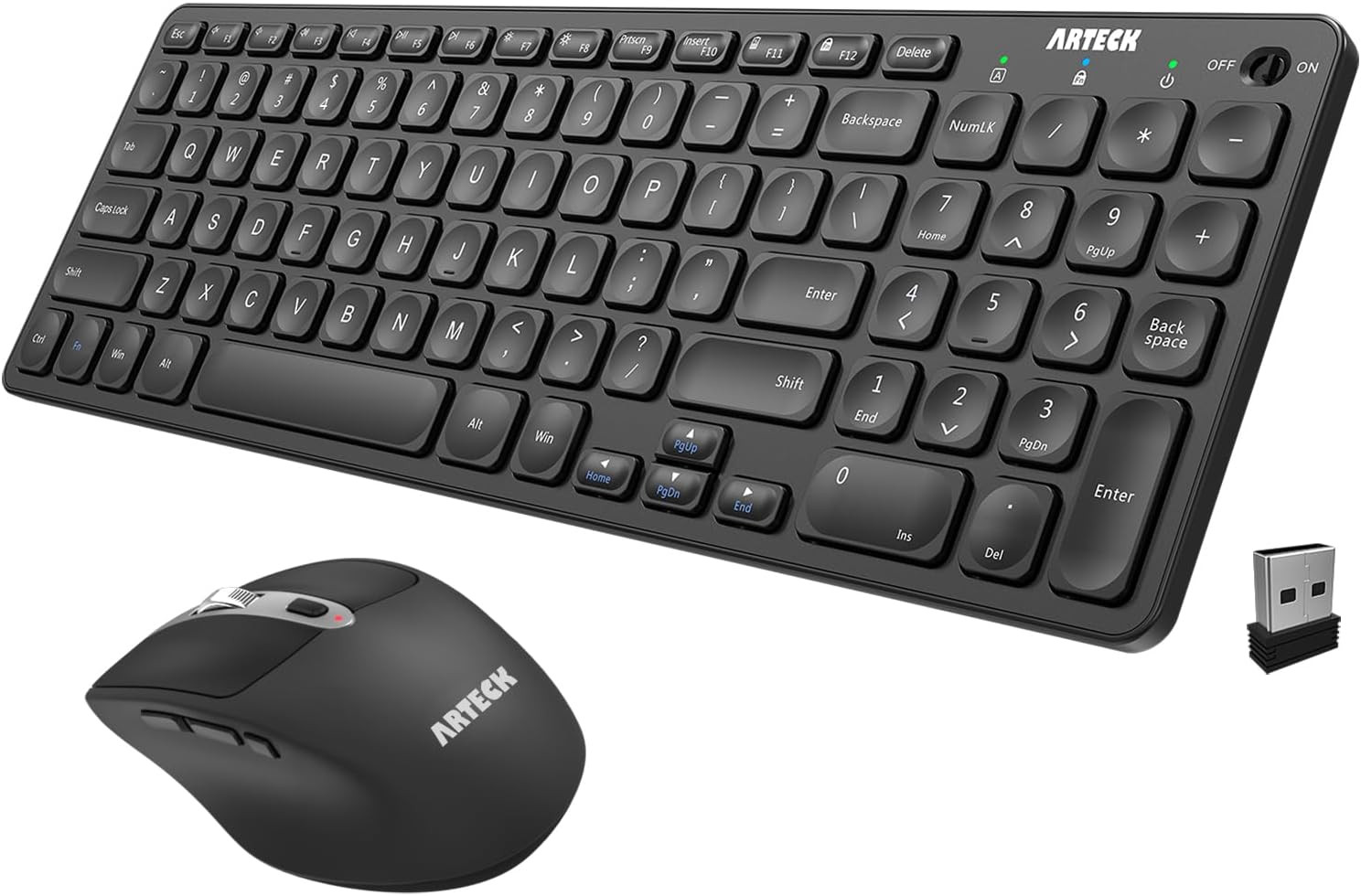 2.4G USB Wireless Keyboard and Mouse Combo Ultra Slim Compact Keyboard and Ergon