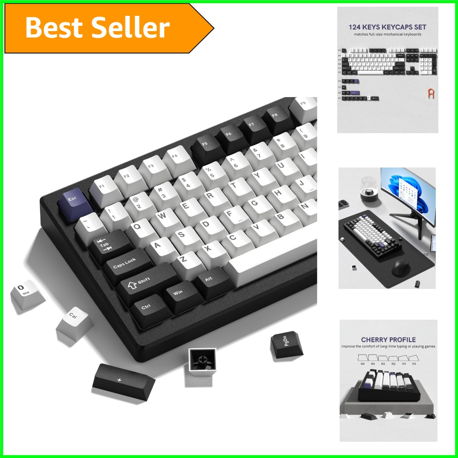 Stylish Double Shot PBT Keycap Set - 138 Keys for Mechanical Gaming Keyboards