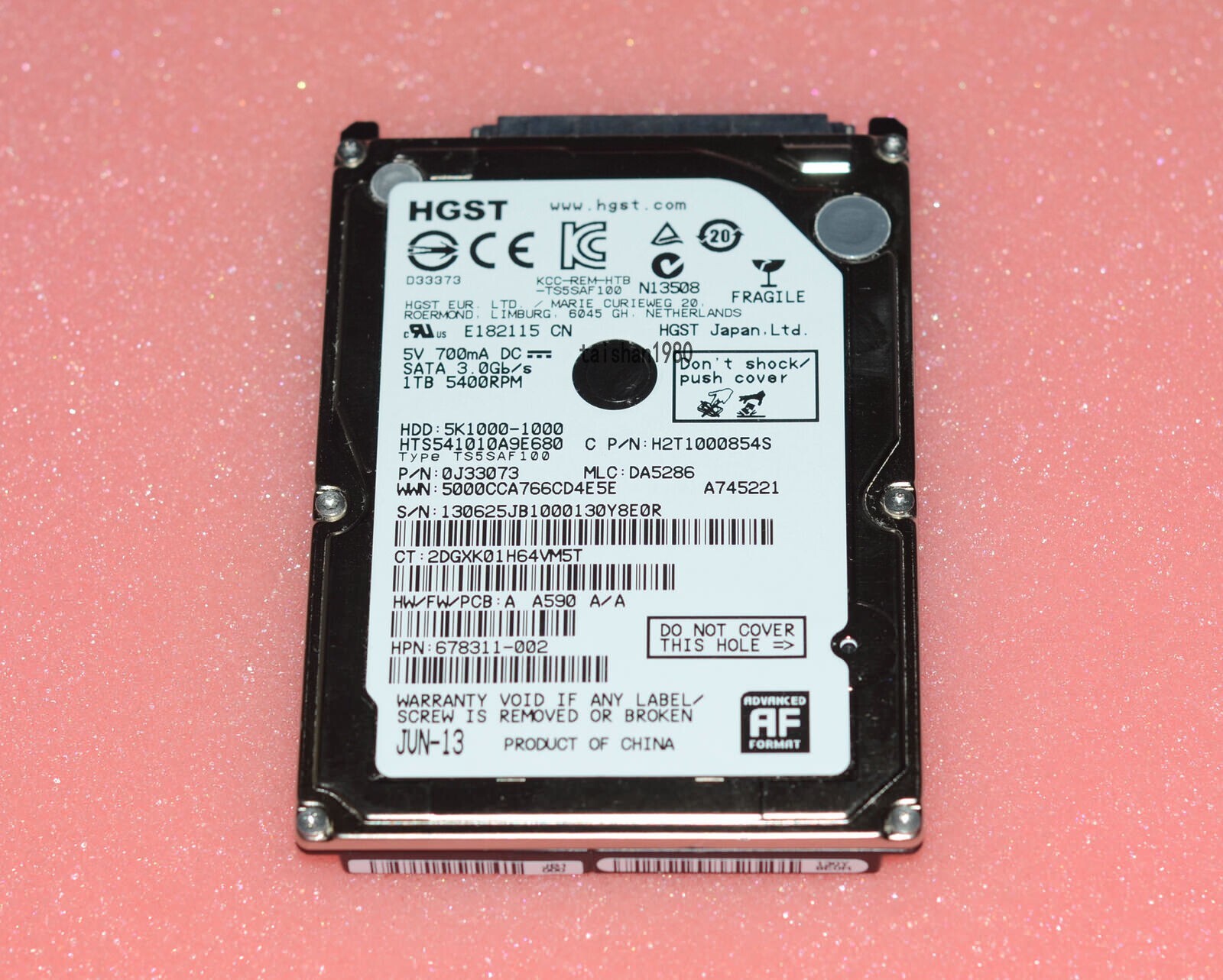 HGST Travelstar 5K1000 1TB SATA 6Gbps HDD HTS541010A9E680 1000GB 2.5" Hard Drive