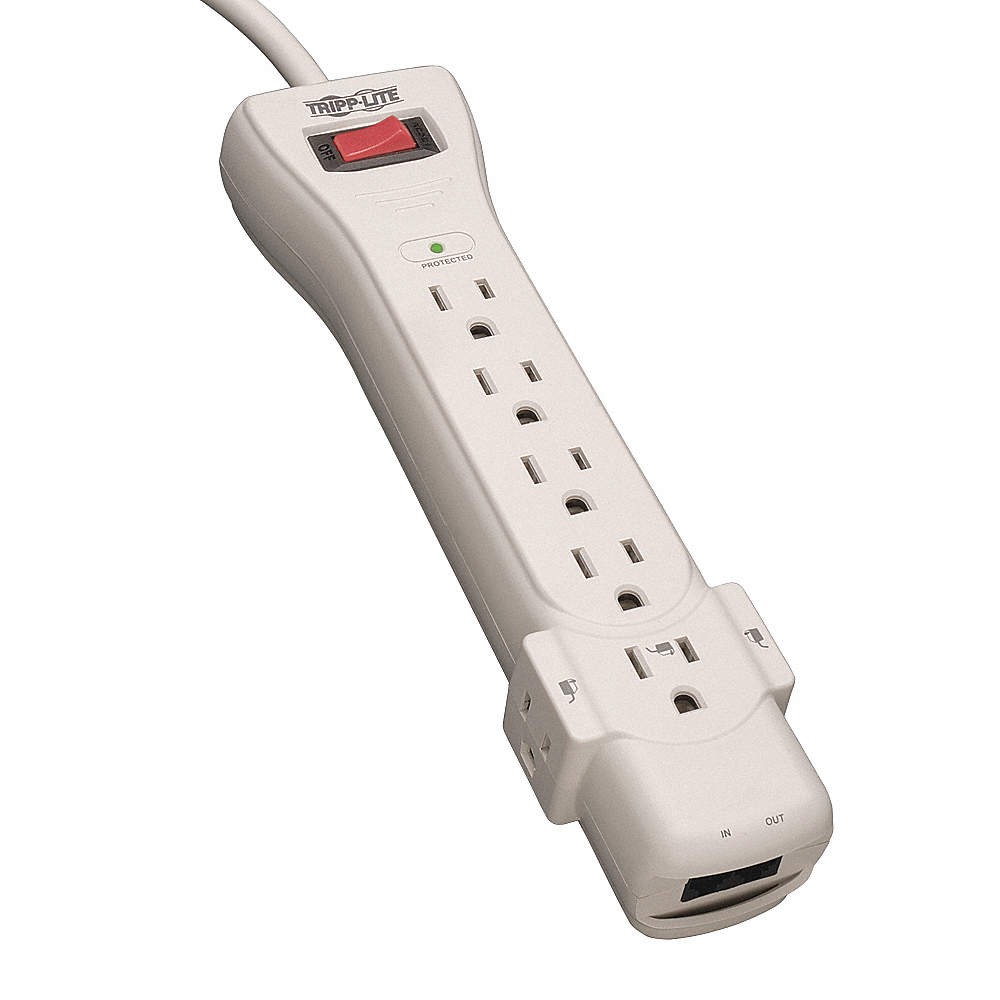 TRIPP LITE SUPER6TEL Datacom Surge Protector,7 Outlet,Gry 5JK41