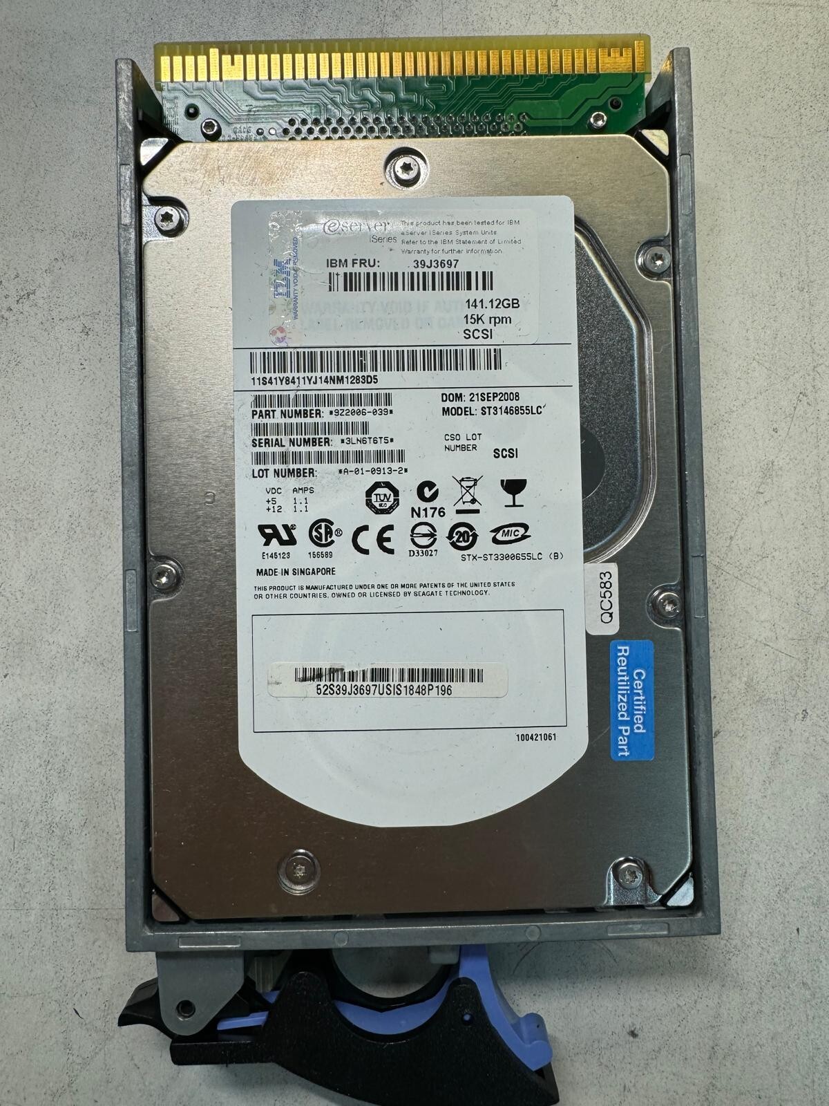 IBM 39J3697 141.12GB 15K RPM Ultra 320 SCSI 3.5" HDD
