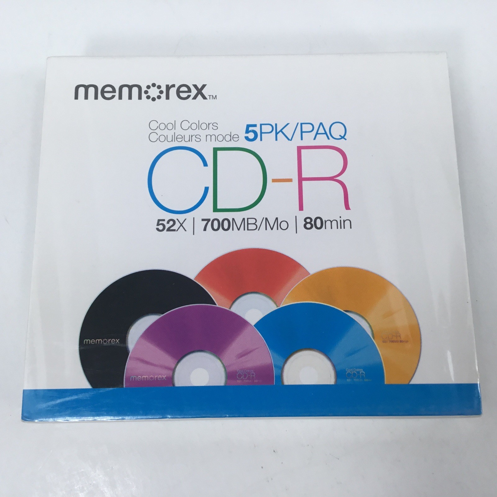 Memorex Cool Colors CD-R 52X 700 MB/Mo 80 Min 5 Pack UnOpened Never Used