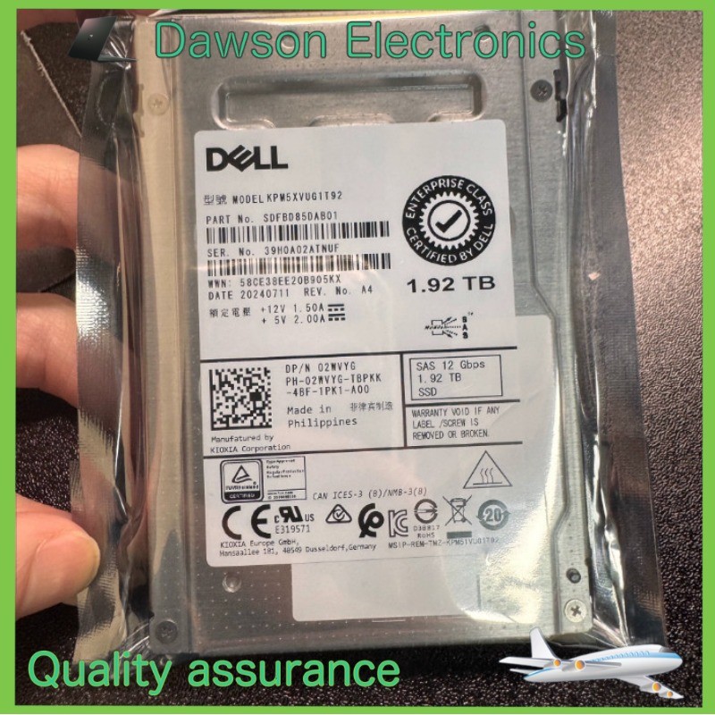 New Dell 2WVYG 1.92TB 12G 2.5" SAS Mixed Use SSD KPM5XVUG1T92 02WVYG