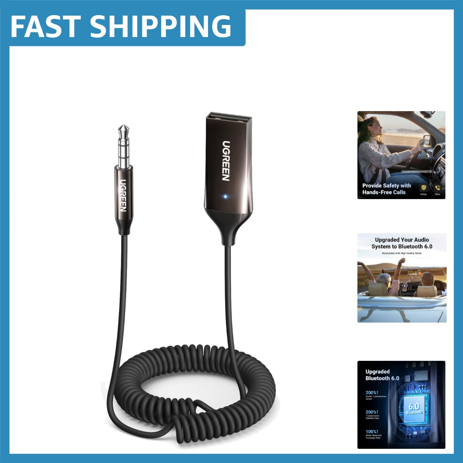 Durable Bluetooth Car Adapter with Plug-and-Play Setup for Music Streaming