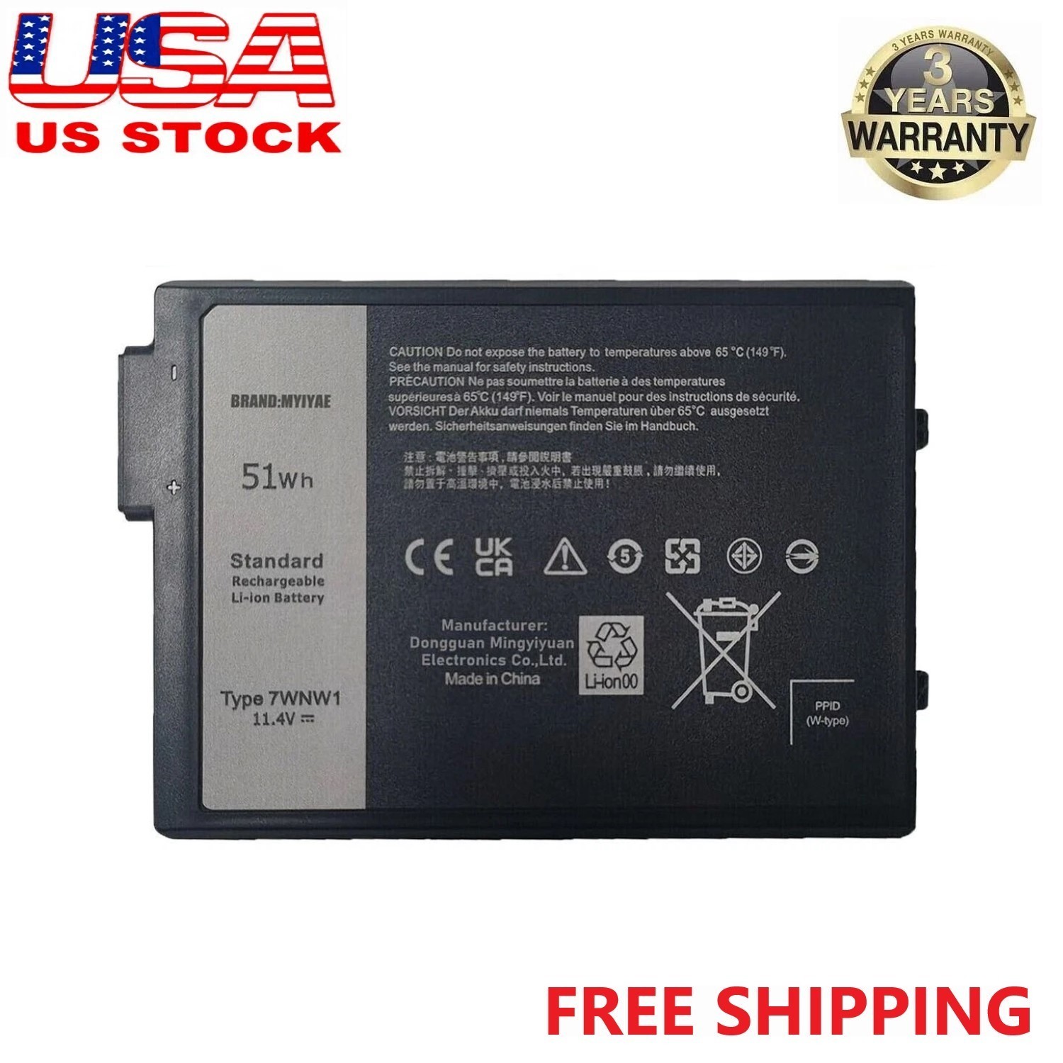NEW For Dell Latitude 5420 5424 7424 Rugged 11.4V 51Wh Battery GK3D3 7WNW1 US