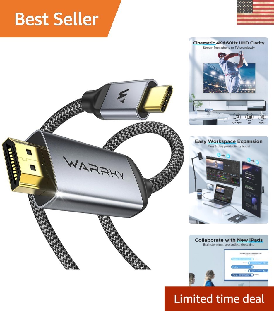 Elegant 6FT USB-C to HDMI Cable - 4K@60Hz for Ultimate Audio-Visual Experience