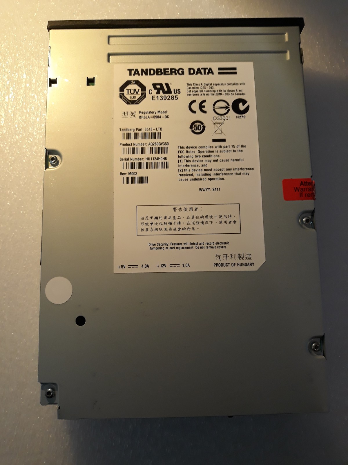 Tandberg Data 3518-LTO LTO5 Internal SAS Tape Drive