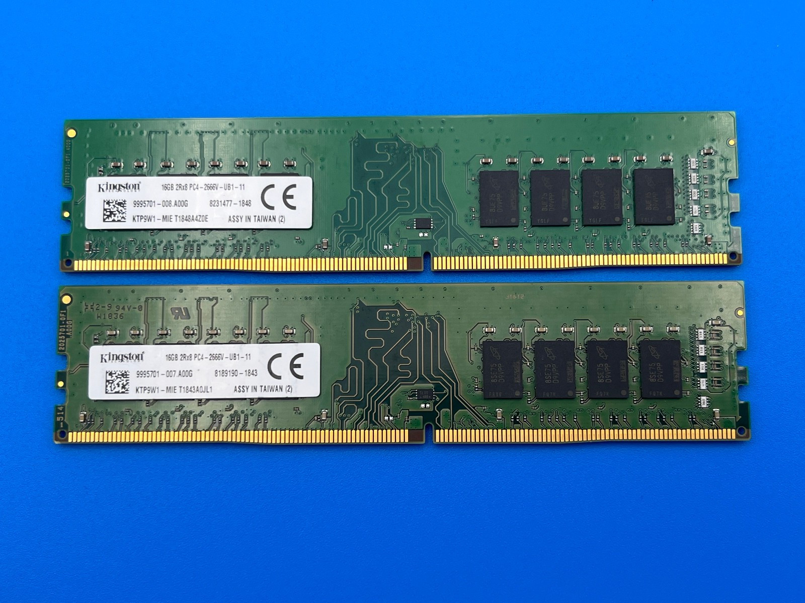 32GB Kit (2x16GB) - 16GB DDR4 2266V MHz Desktop UDIMM Kingston KTP9W1-MIE Tested