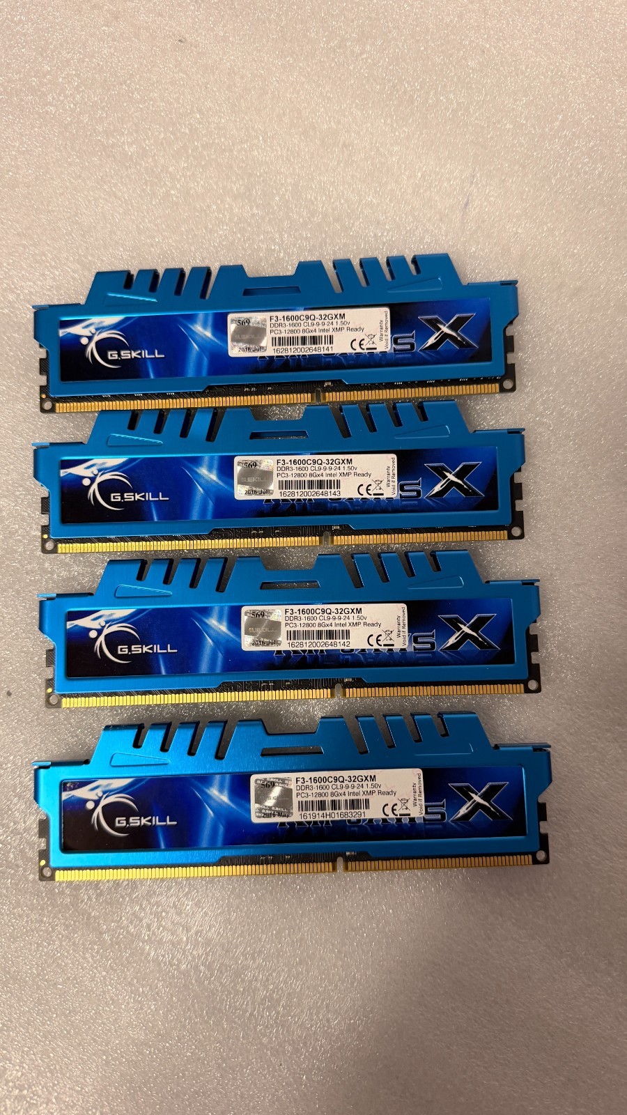G.SKILL Ripjaws X 32GB (4x8GB) DDR3-1600 PC3-12800 DIMM XMP F3-1600C9Q-32GXM
