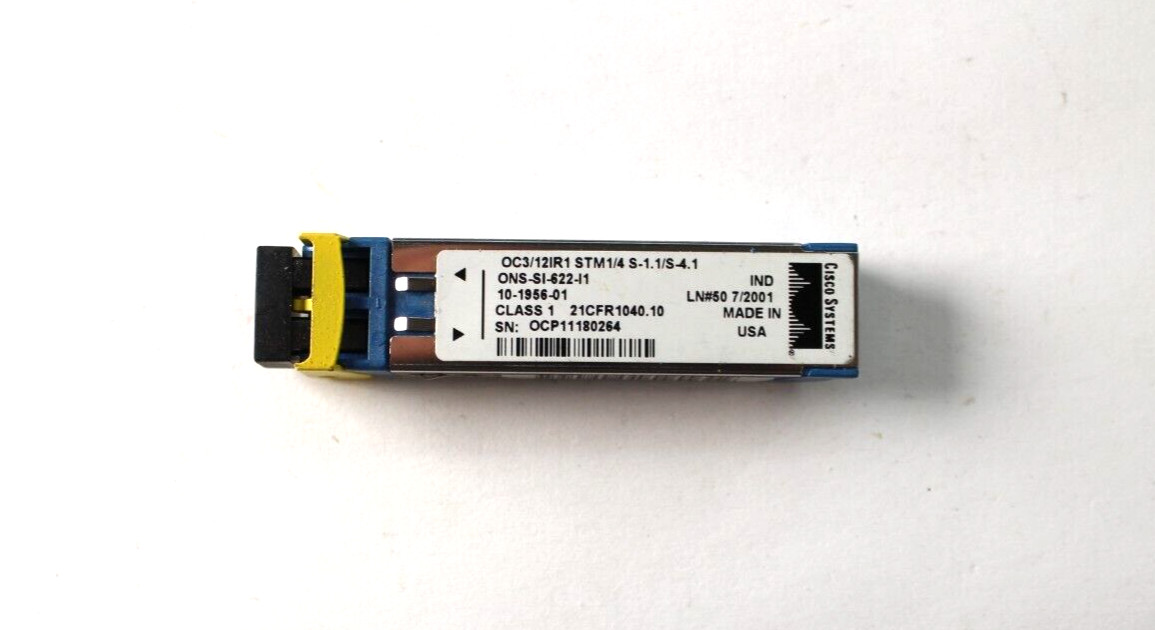 Cisco ONS-SI-622-I1 10-1956-01 OC3/12IR1 STM-1/4 S-1.1/S-4.1 Optical Transceiver