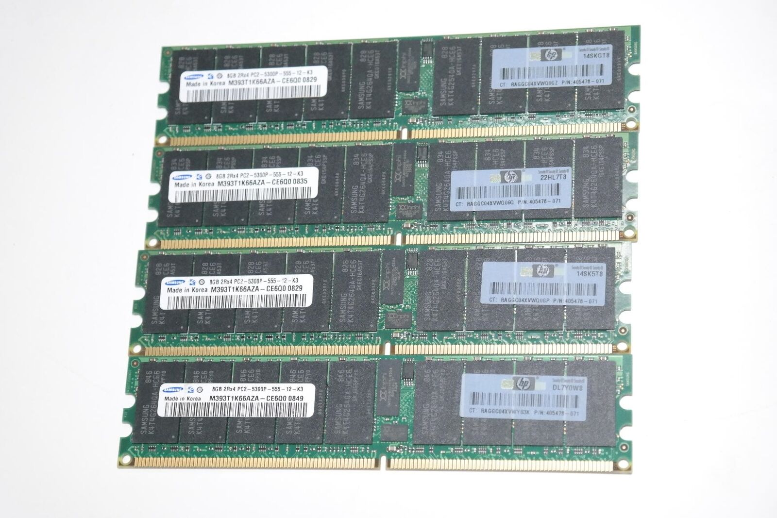 LOT OF 4 HP 8GB 2RX4 DDR2 PC2-5300P 667MHZ ECC RDIMM REG MEMORY RAM 405478-071