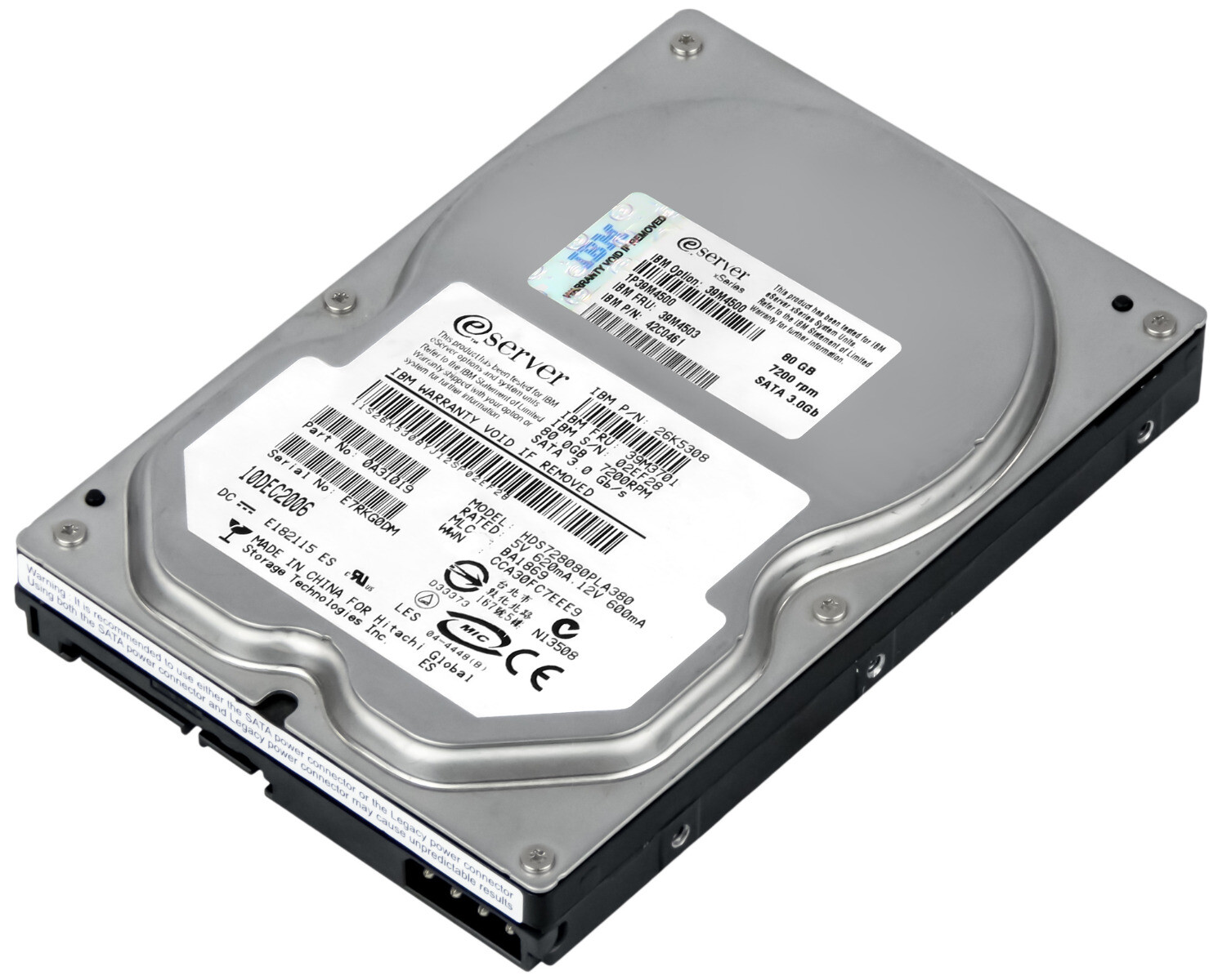 HARD DRIVE IBM 39M4503 42C0461 HDS728080PLA380 80GB 7.2K 8MB SATA II 3.5'