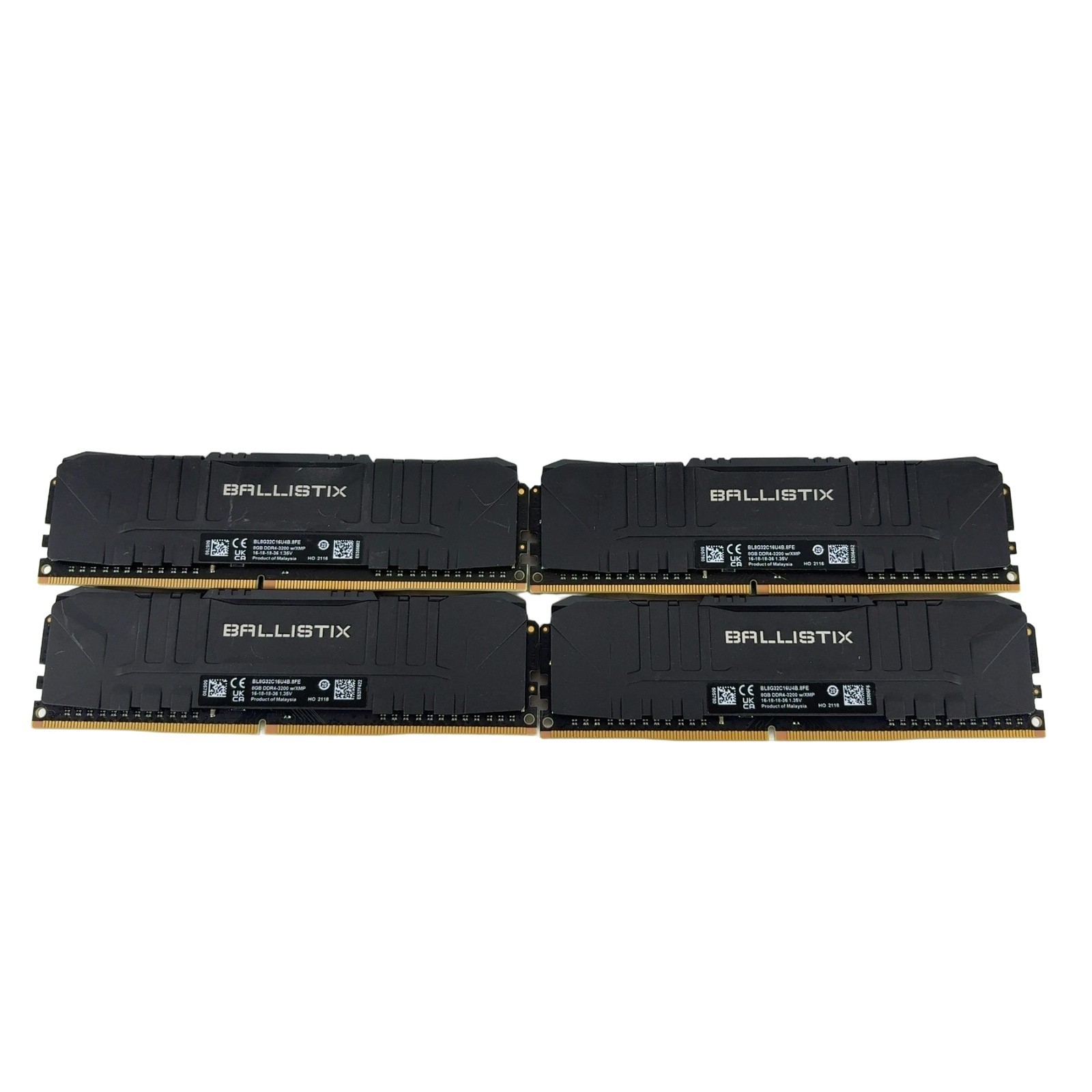Crucial Ballistix 32GB (4 x 8GB) DDR4-3200 RAM Memory (BL8G32C16U4B.8FE)