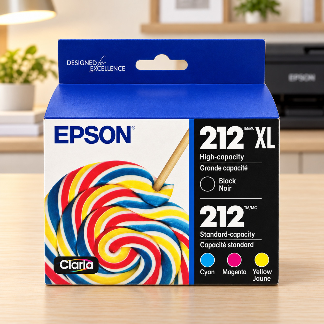 Genuine Epson 212XL T212XL-BCS Ink 4-Pack Black XL Color C/M/Y Exp 2027+