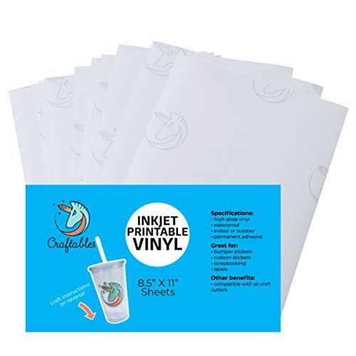 Waterproof Inkjet Sticker Paper - 10 Sheets Printable Vinyl - Inkjet (Matte W...