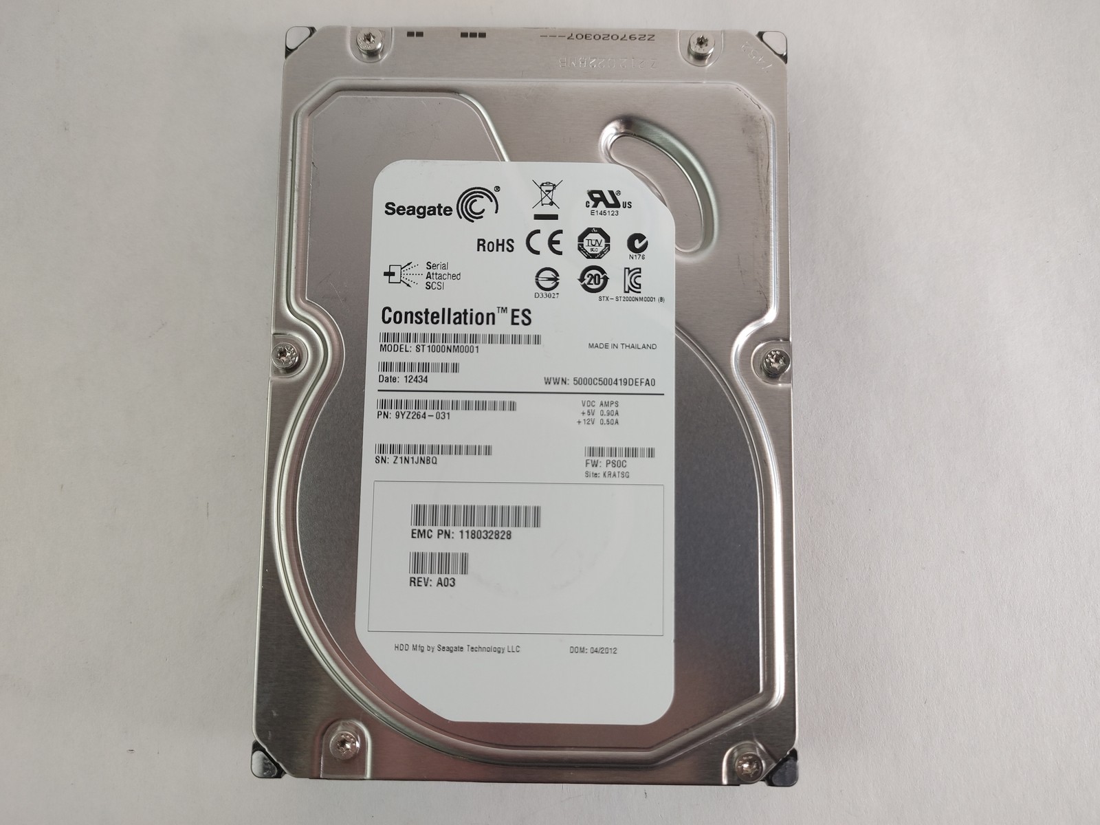 Lot of 2 Seagate EMC Constellation ST1000NM0001 1TB SAS 2 3.5" Enterprise Drive