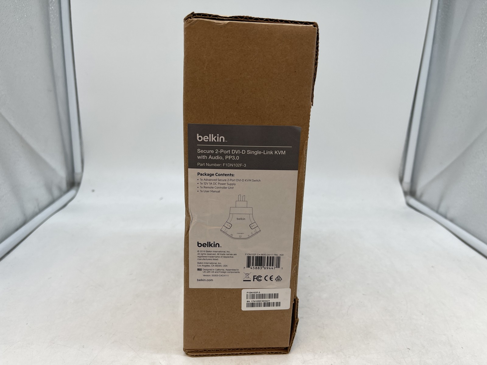 NEW - Belkin Secure 2 Port DVI-D Single Link KVM w/Audio, PP 3.0 - 