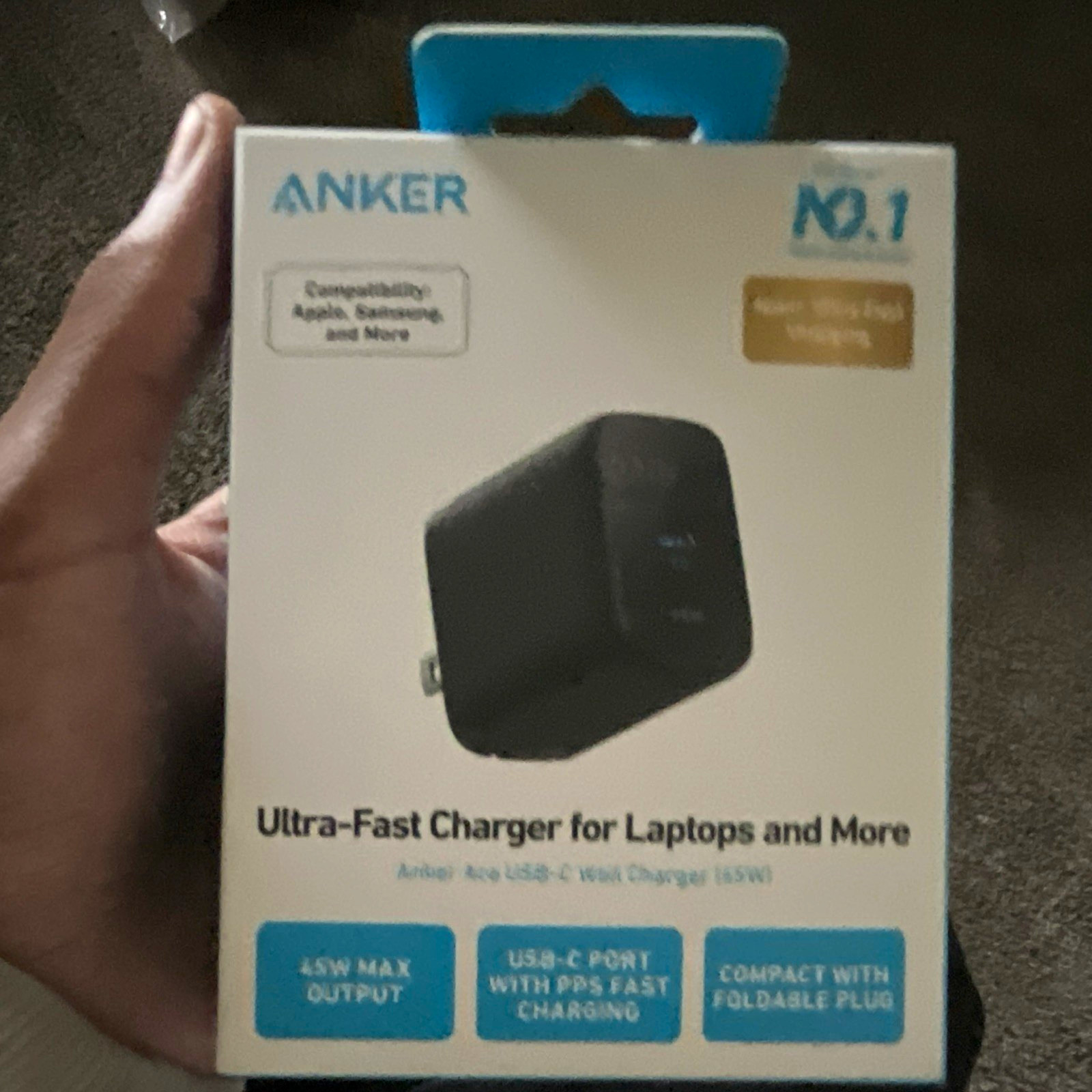 Anker Ultra-Fast USB-C Charger 65W Max Compact Foldable Plug Black