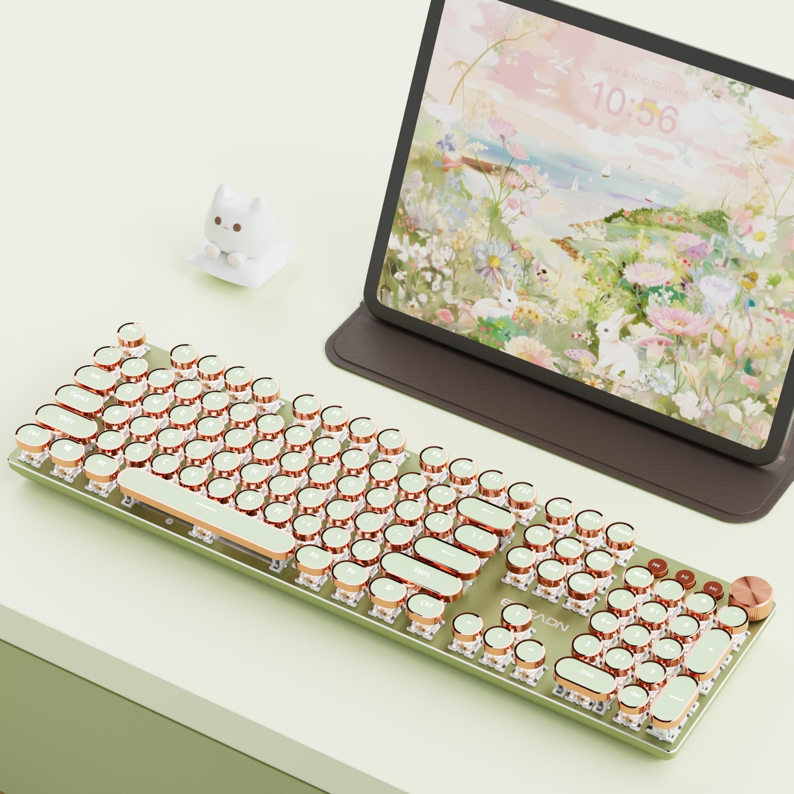 EWEADN V20 Typewriter Keyboard Wireless, 104 Keys Typewriter Style Mechanical wi