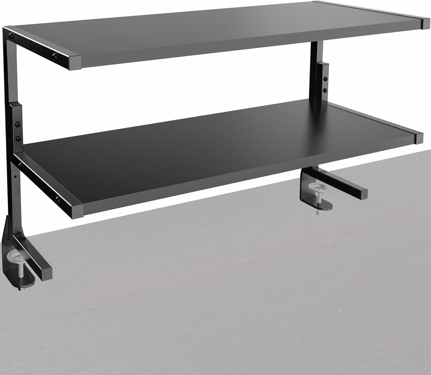VIVO Black Clamp-On 30 Inch 2-Tier Desk Shelf, STAND-SHELF30C | above or below D