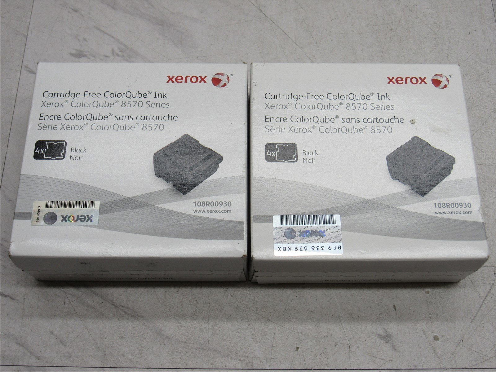 2 LOT NEW - 4x Genuine Xerox 8570 Black Solid Ink ColorQube 108R00930