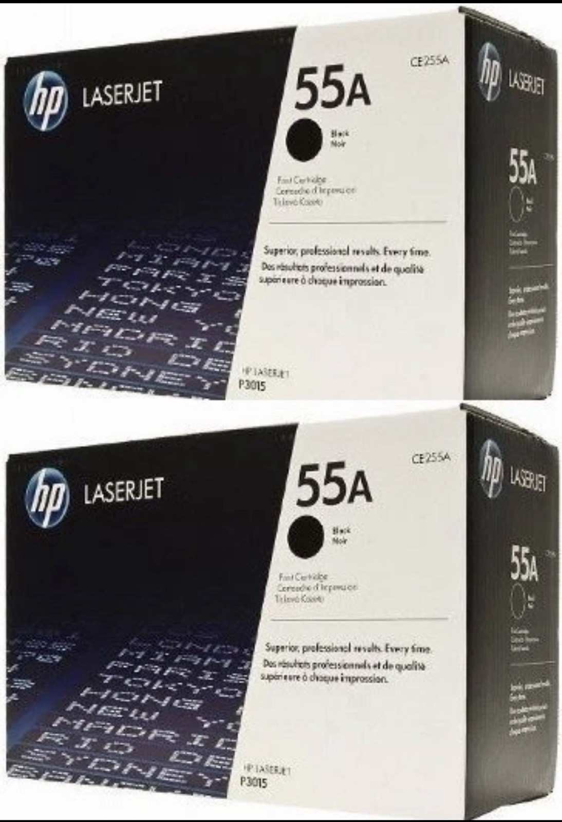 HP 55A  - Lot of 2 Black Toner Cartridge (CE 255A) BRAND NEW - SEALED