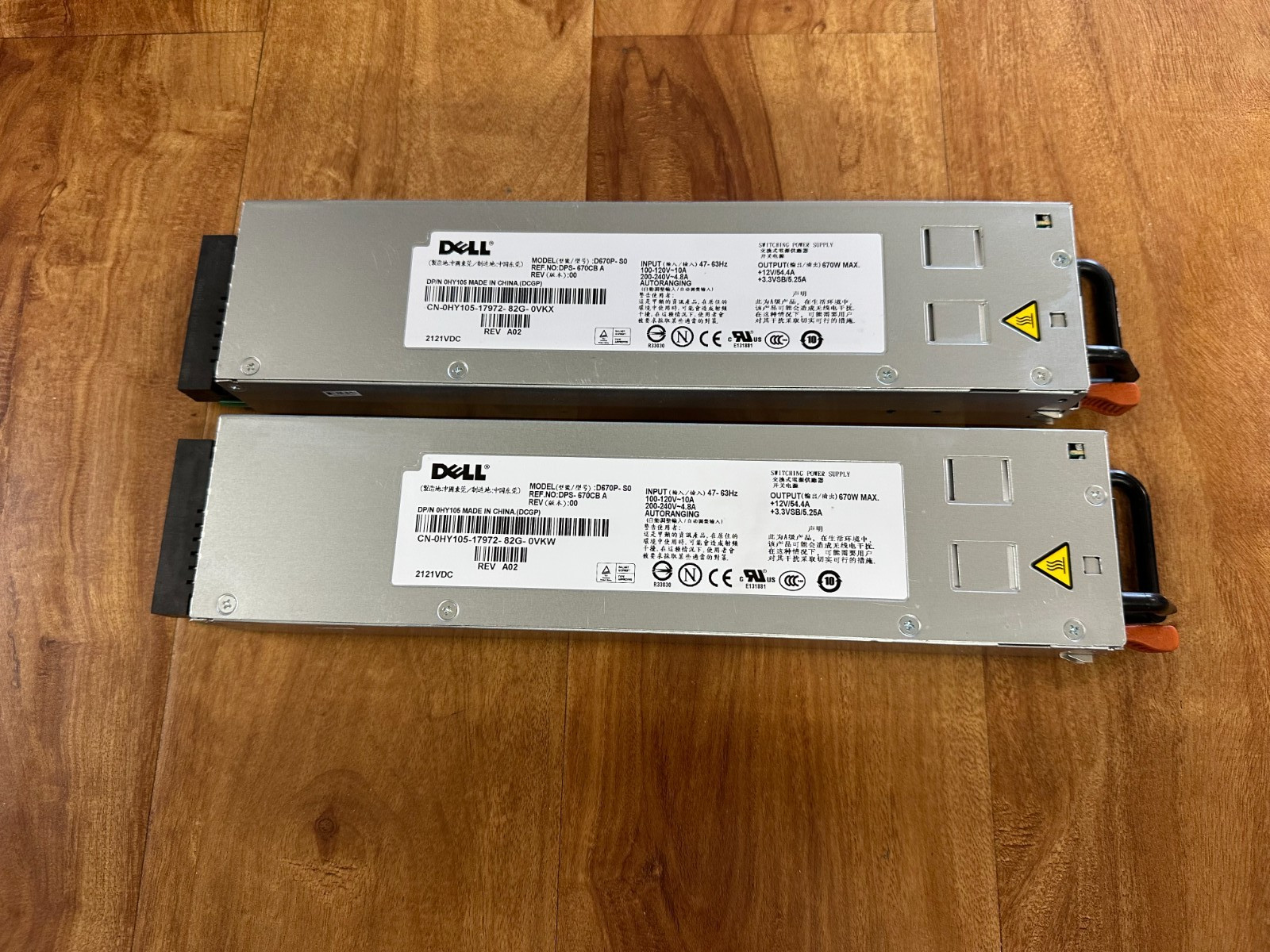 Lot of 2 Dell D670P-S0 670W Switching Power Supply DP/N:0HY105