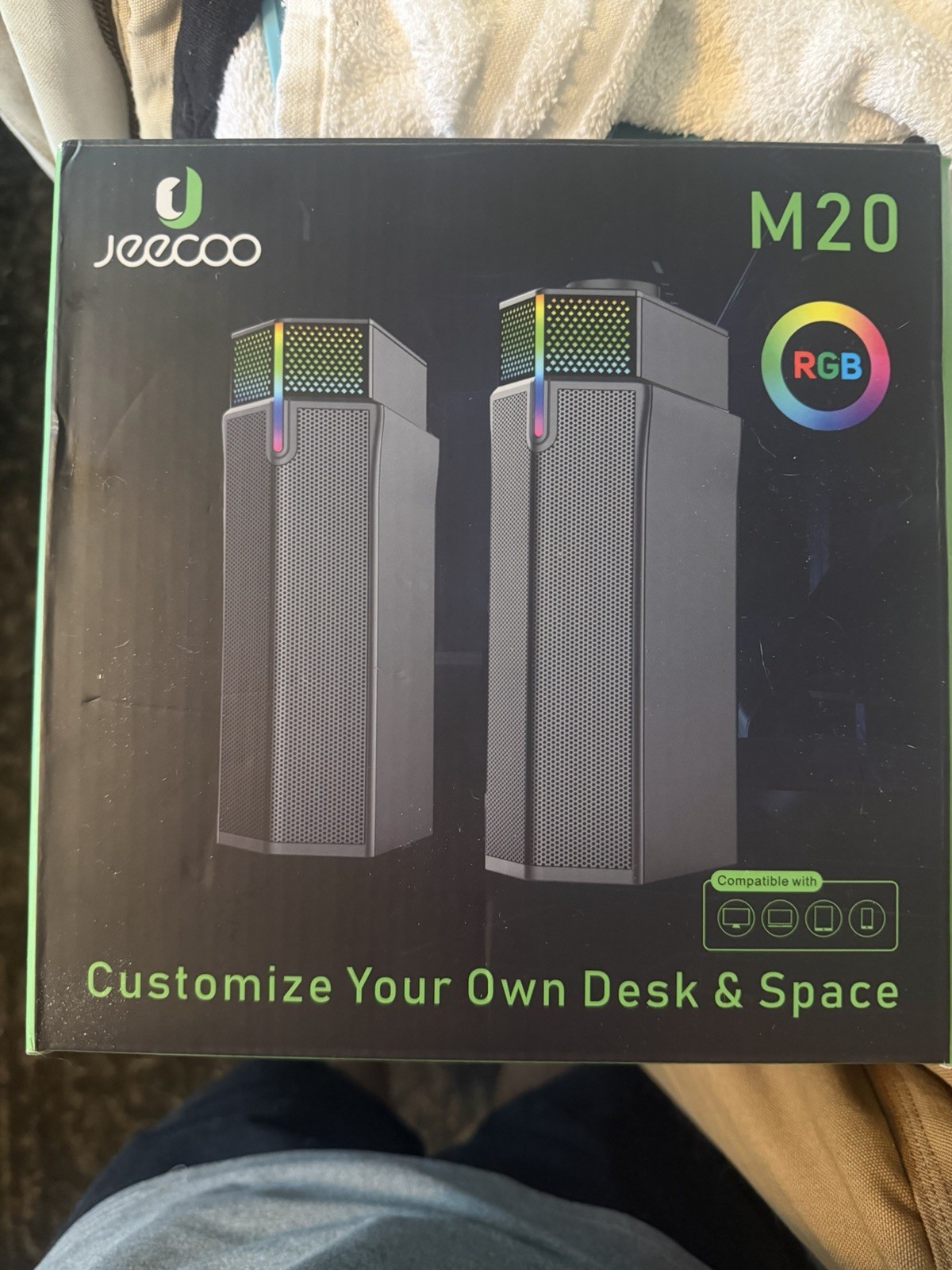 Jeecoo M20 2.0 Channel Computer Speakers, RGB, Bluetooth/USB, Black &H