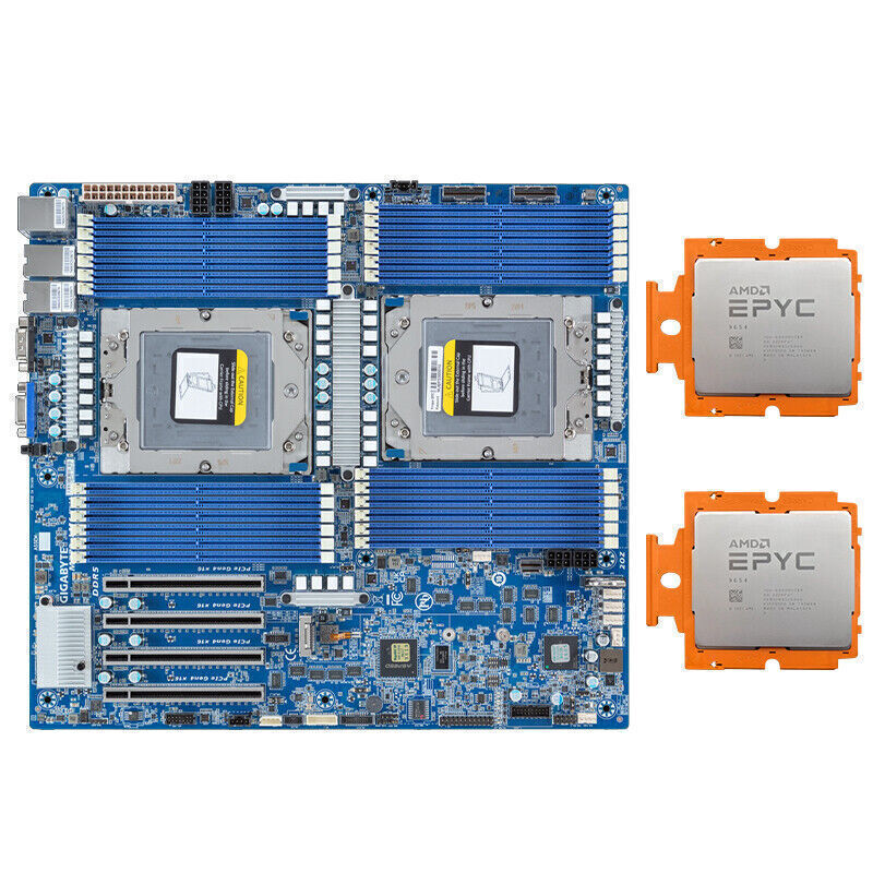 Gigabyte MZ73-LM1 Motherboard + 2x AMD EPYC GENOA 9654 QS CPU 96c/192t Zen4 SP4-