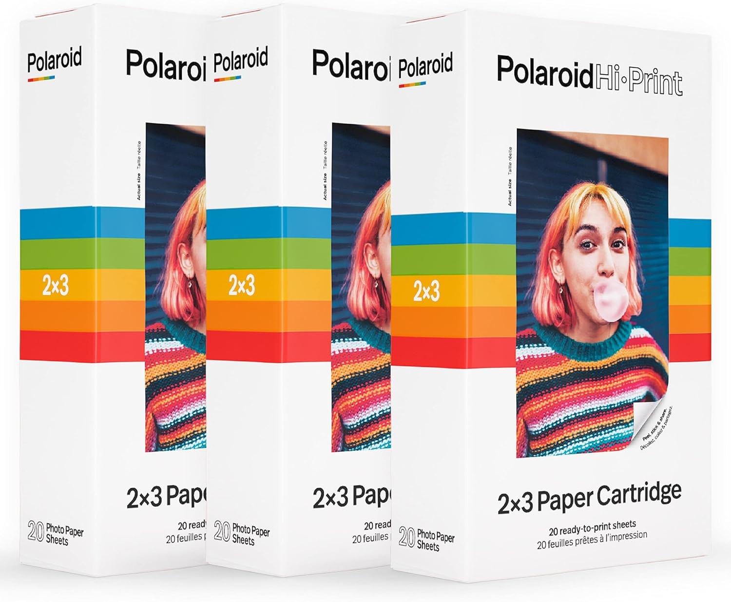 Polaroid Hi Print Photo Paper Triple Pack 60 Sheets Self Adhesive 2x3 Prints