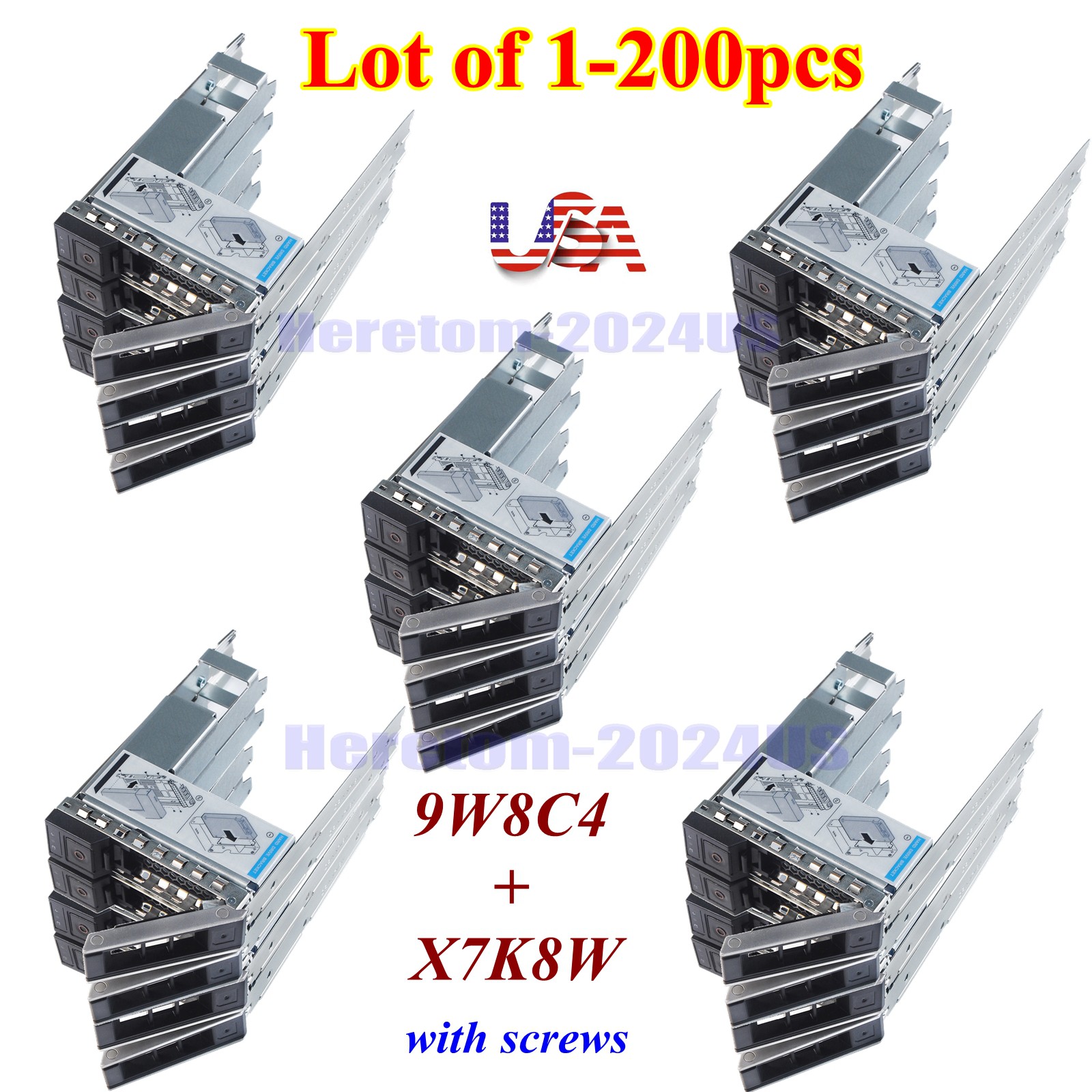 LOT X7K8W & 9W8C4 DELL 3.5" HYBRID TRAY FOR 14G 15G 16G SERVERS W/SCREWS ADAPTER