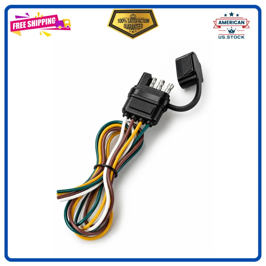 4-Way Flat Trailer Connector 25 Inch 16AWG 4 Pin Wiring Harness Boat RV Sealed