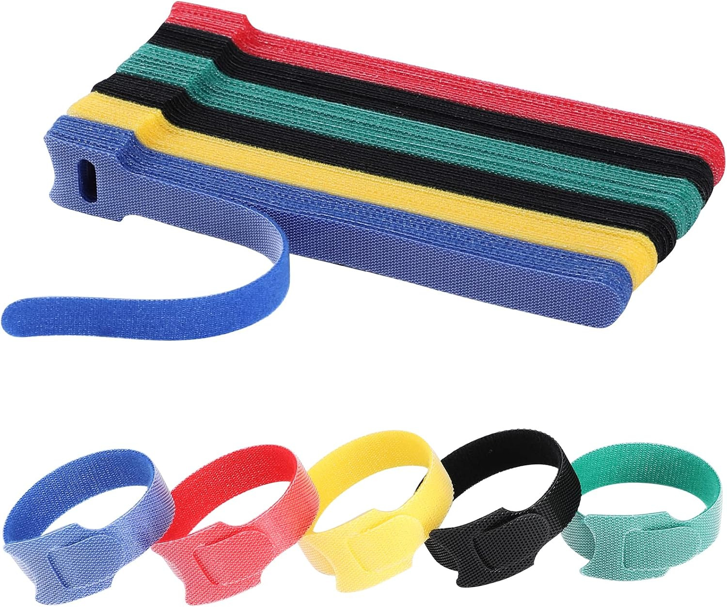 120PCS 6 Inch Reusable Cable Ties Cord Organizer Wire Management Hook Loop