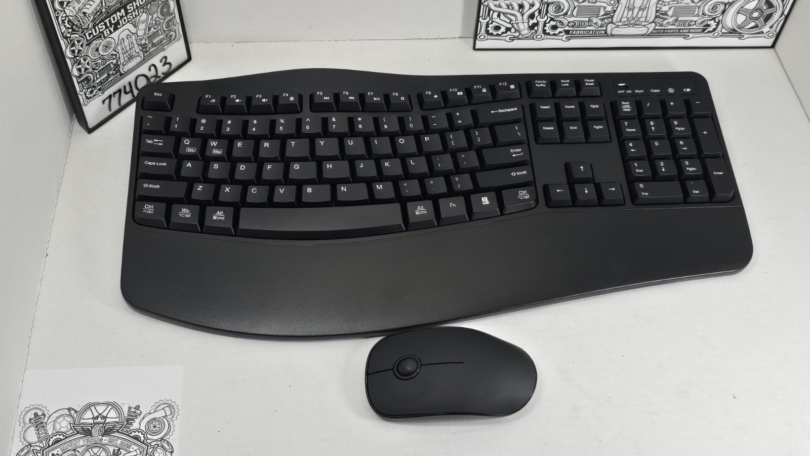 ULSOU Wave Ergonomic Wireless Keyboard & Mouse Combo 2.4G USB Receiver Black