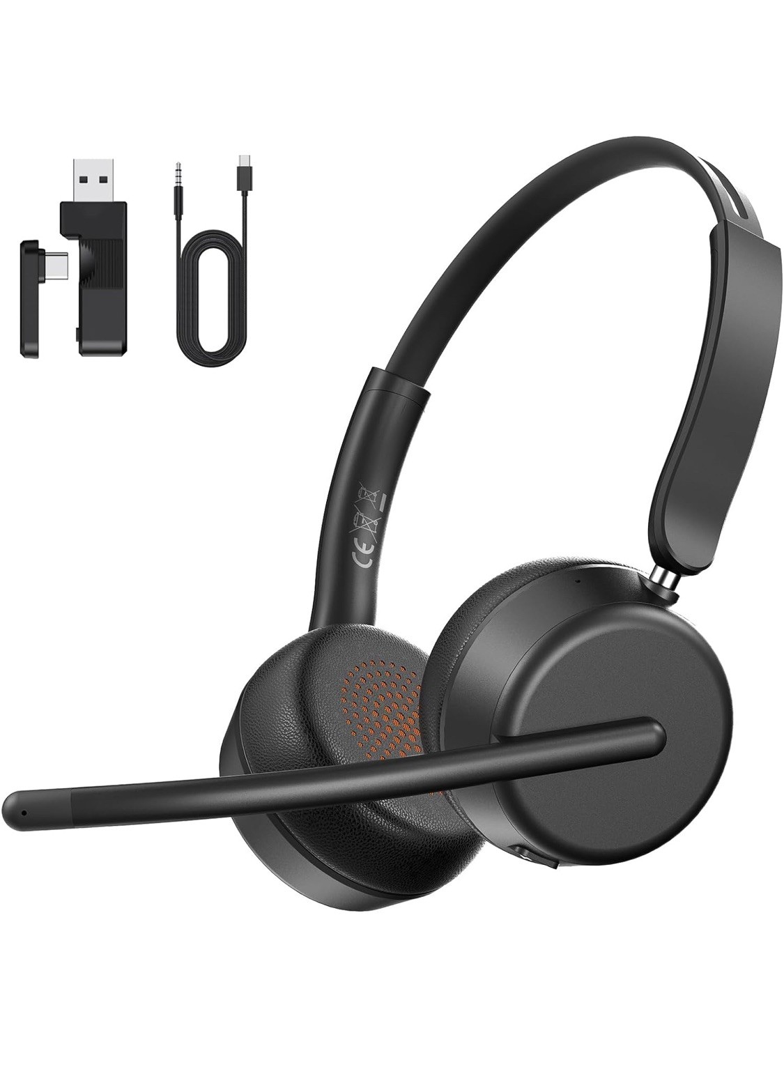 SEJJ Wireless Headset with Mic for Work, Bluetooth 5.4 Headphones with AI Noi...