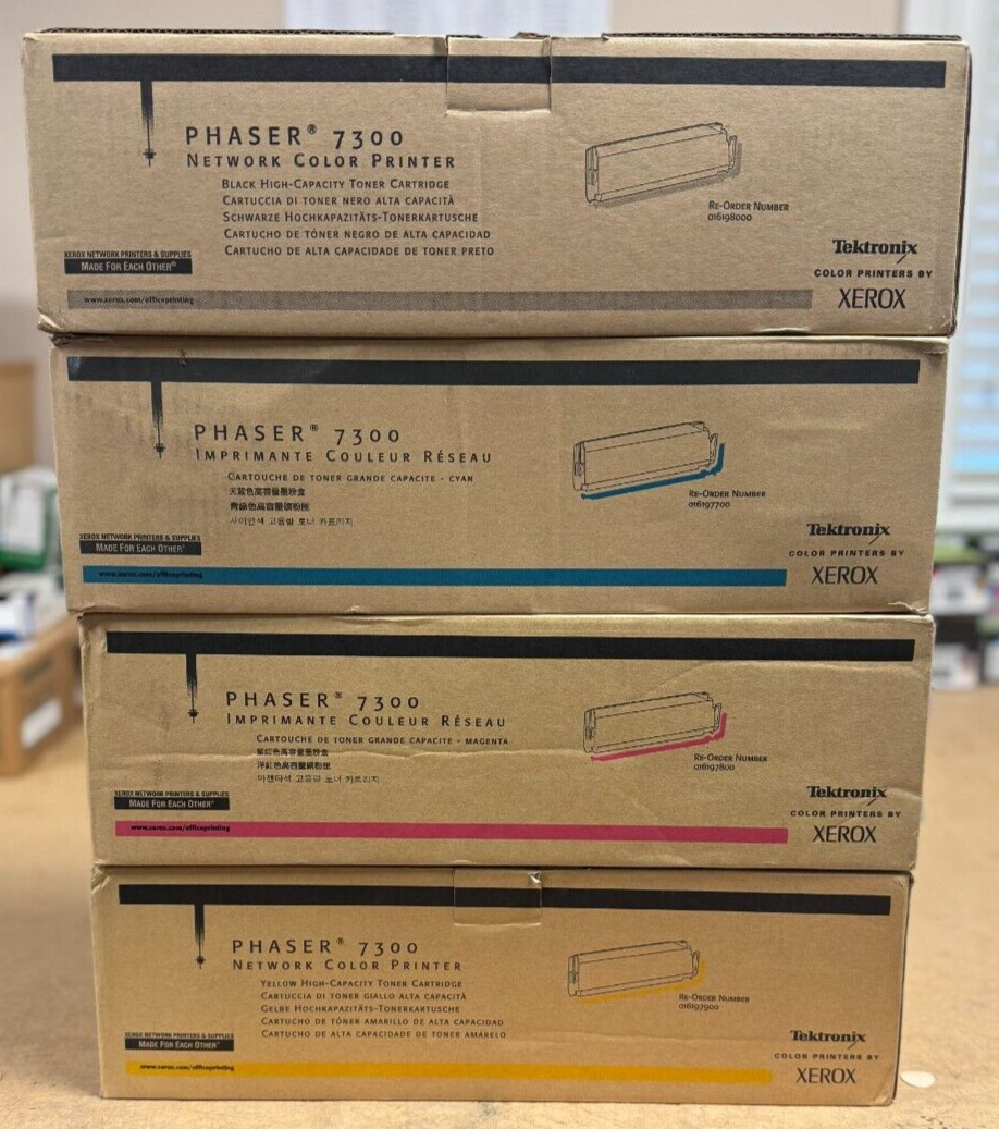 New Genuine Xerox Phaser 7300 Toner Cartridge SET Black Cyan Yellow Magenta
