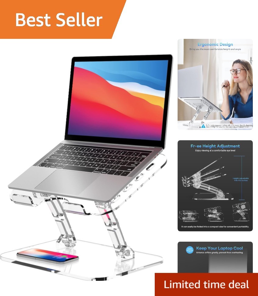 Portable Foldable Laptop Stand - Ergonomic Acrylic Riser for Comfort and Style