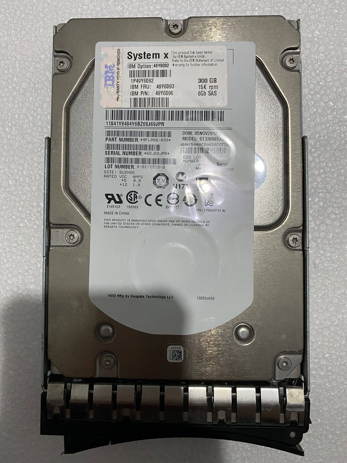 For IBM 300G 15K 6GB SAS Hard Drive 49Y6093 49Y6096 49Y6082 00D5300