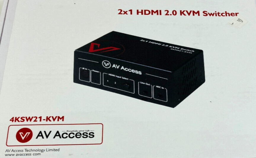 AV Access 2x1 HDMI 2.0 KVM Switcher 4KSW21-KVM