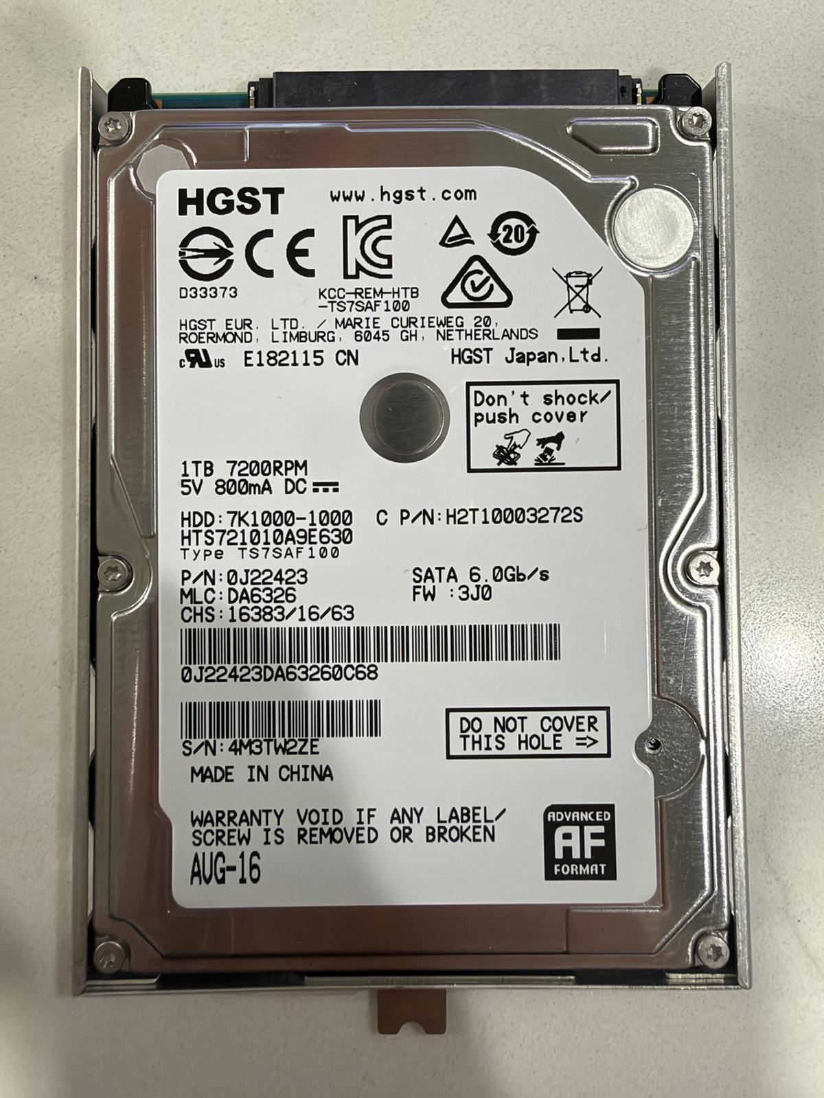 HGST Travelstar 7K1000 1TB 7200RPM 2.5" SATA HDD HTS721010A9E630